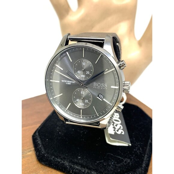 Hugo Boss Men's Watch 1513870 Quartz Chronograph Gray Dial Gunmetal Mesh Steel - Picture 1 of 13